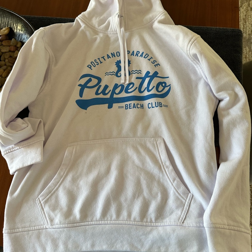 Positano Beach Club white hoodie
